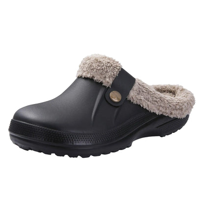 Bebealy Casual Women Garden Shoes Warm Fluffy Men Slippers Winter Waterproof Outdoor Antiskid Slippers Classic Leopard