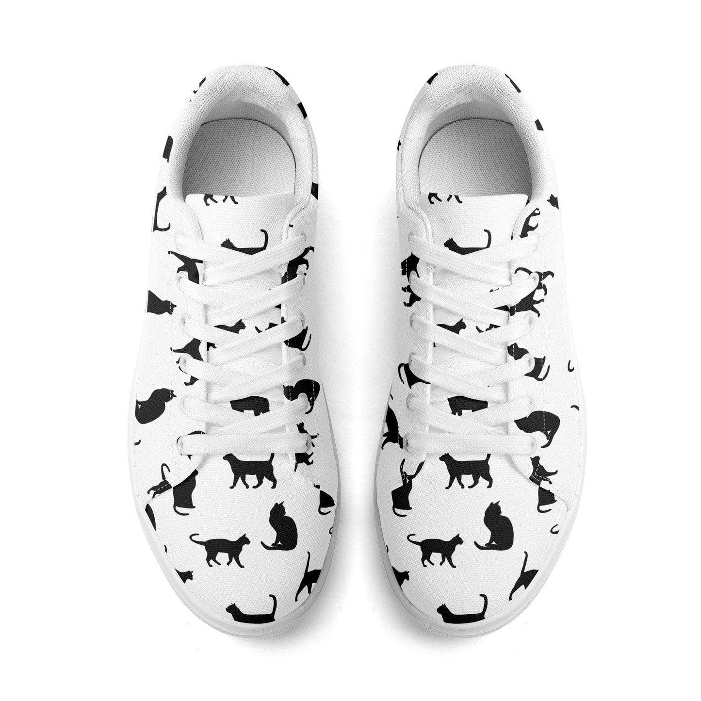 Black Cat Print Canvas Low Top Shoes