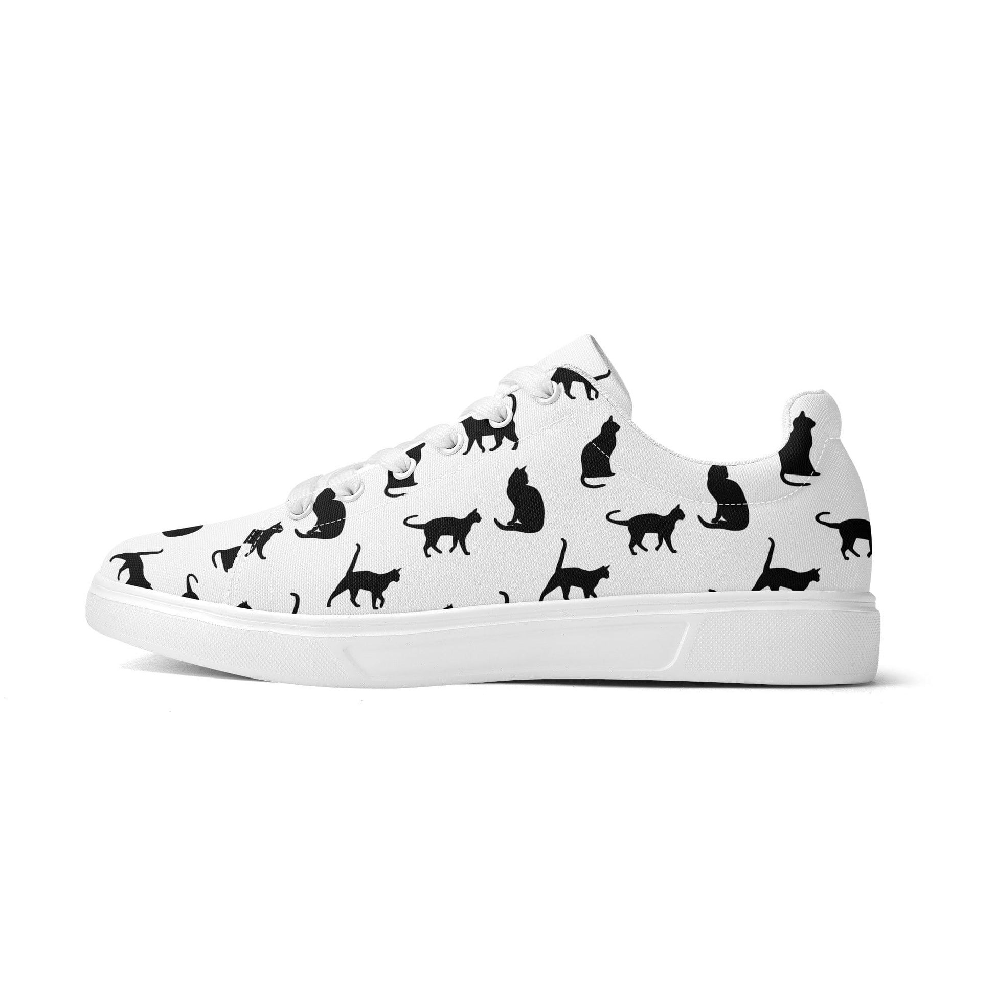 Black Cat Print Canvas Low Top Shoes