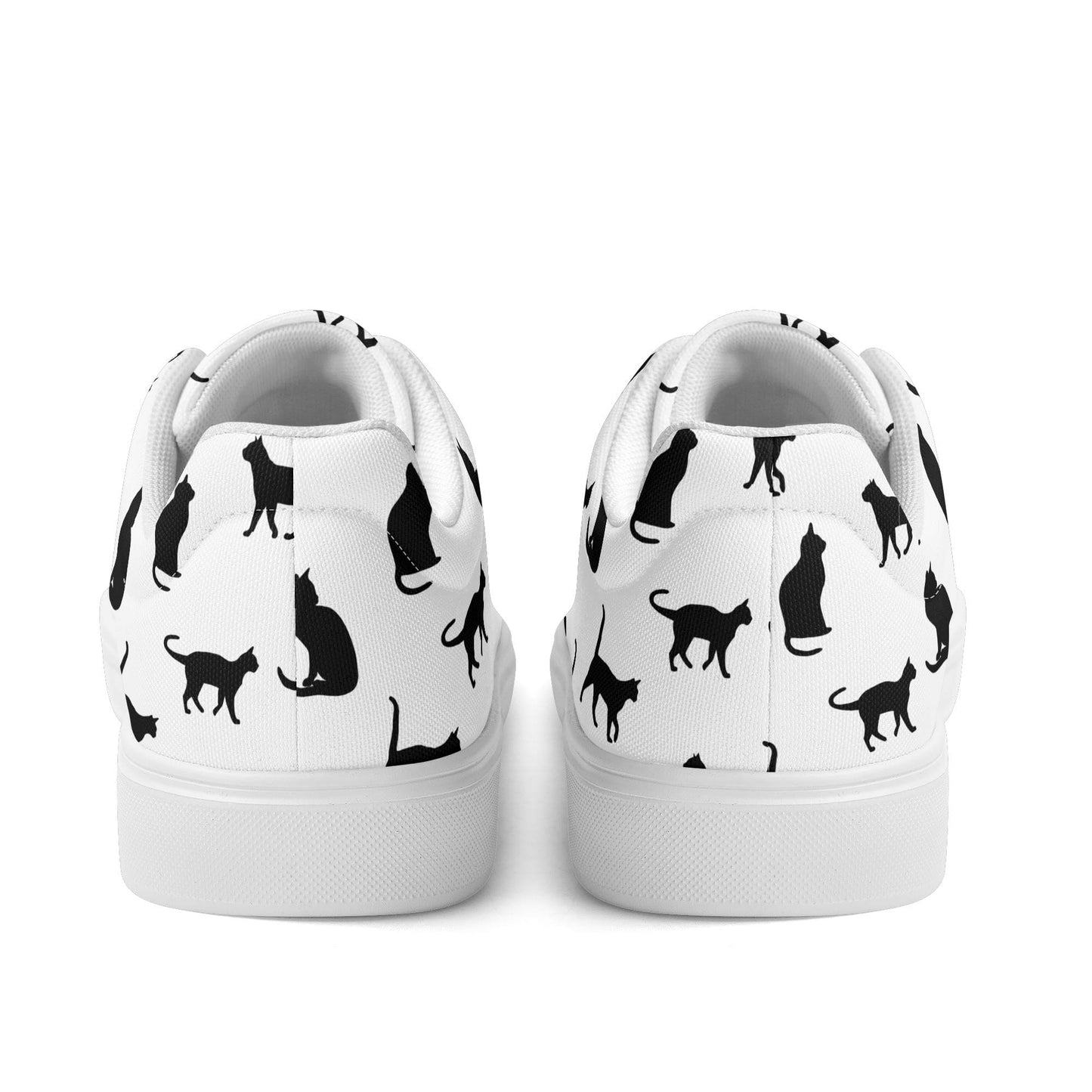 Black Cat Print Canvas Low Top Shoes