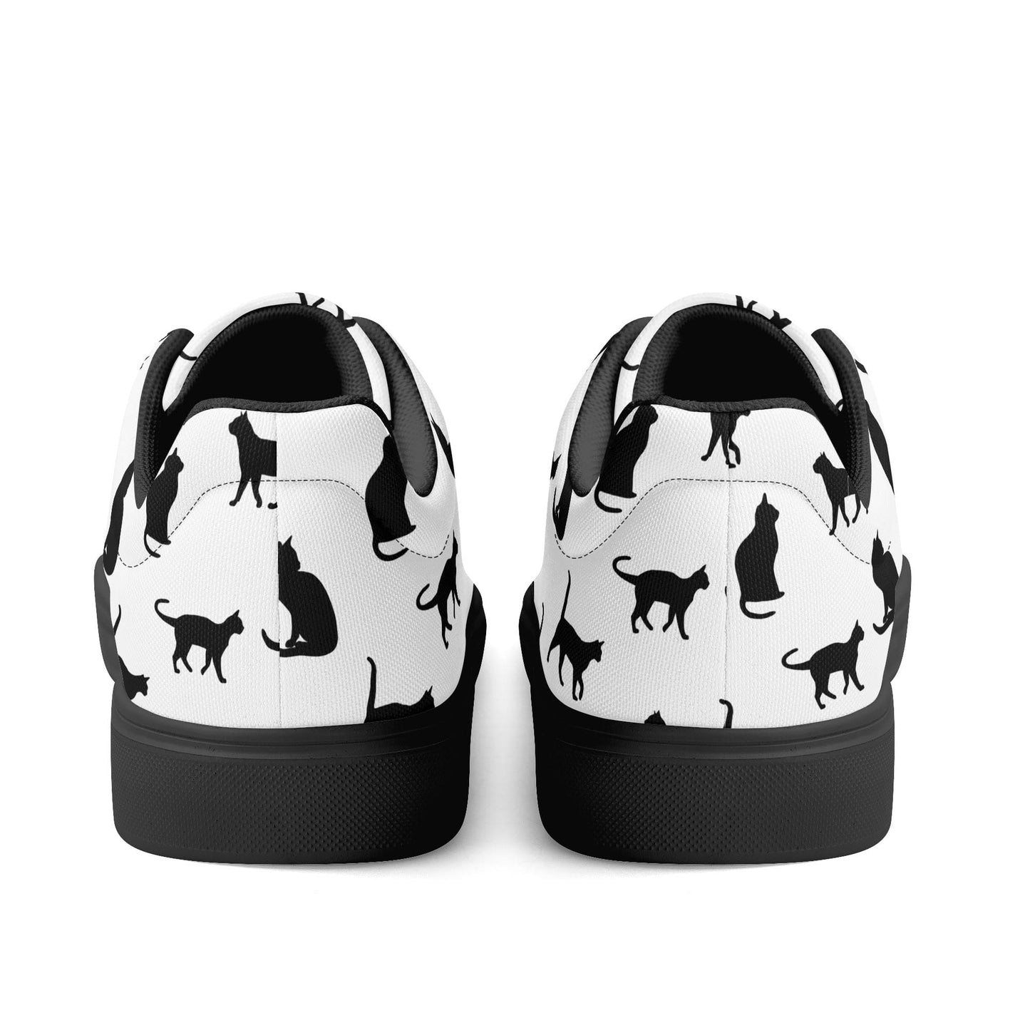 Black Cat Print Canvas Low Top Shoes