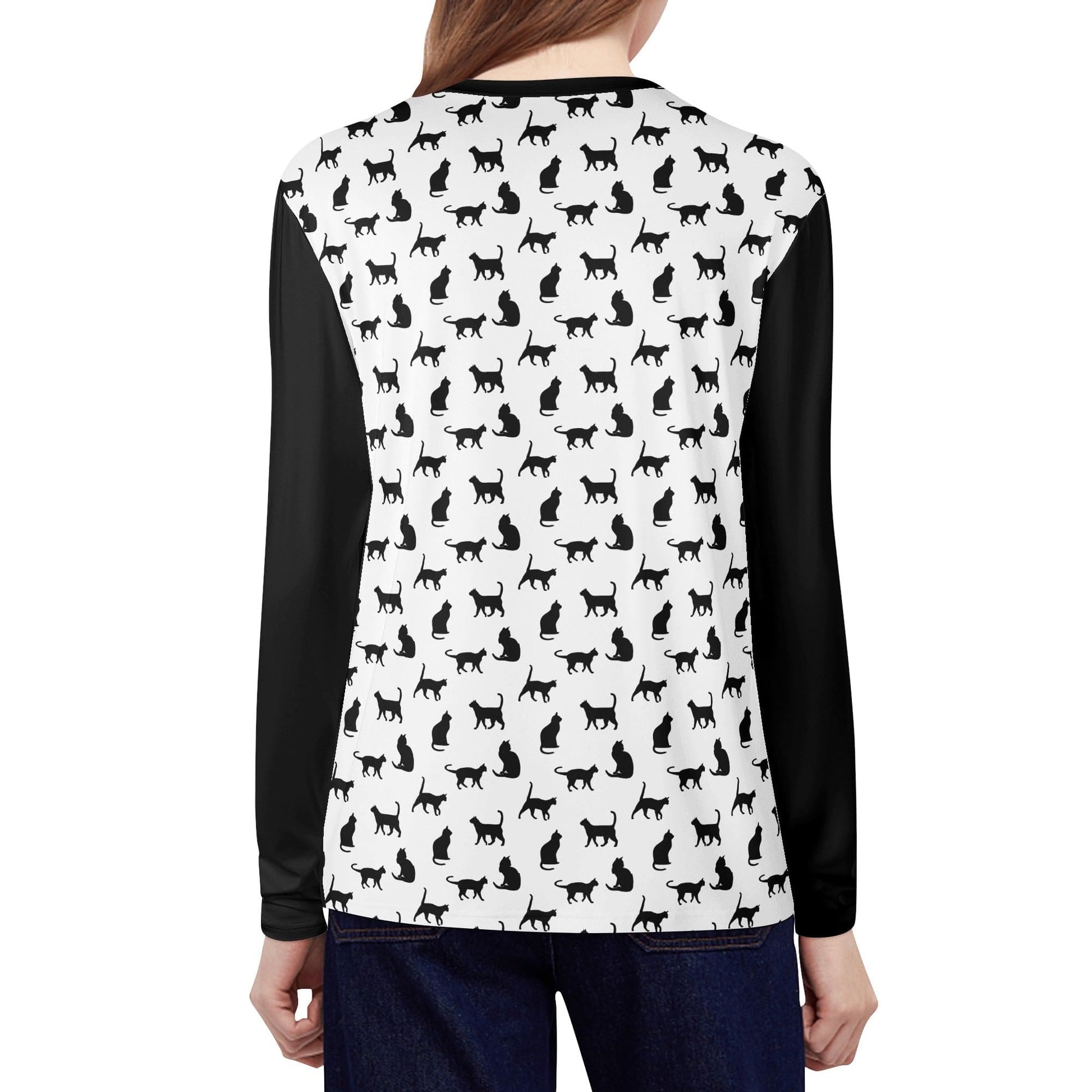 Black Silhouette Cats Long Sleeve T-Shirt