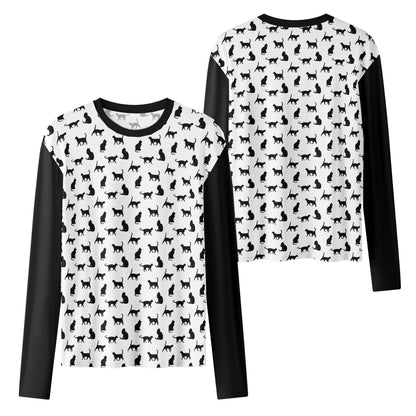 Black Silhouette Cats Long Sleeve T-Shirt