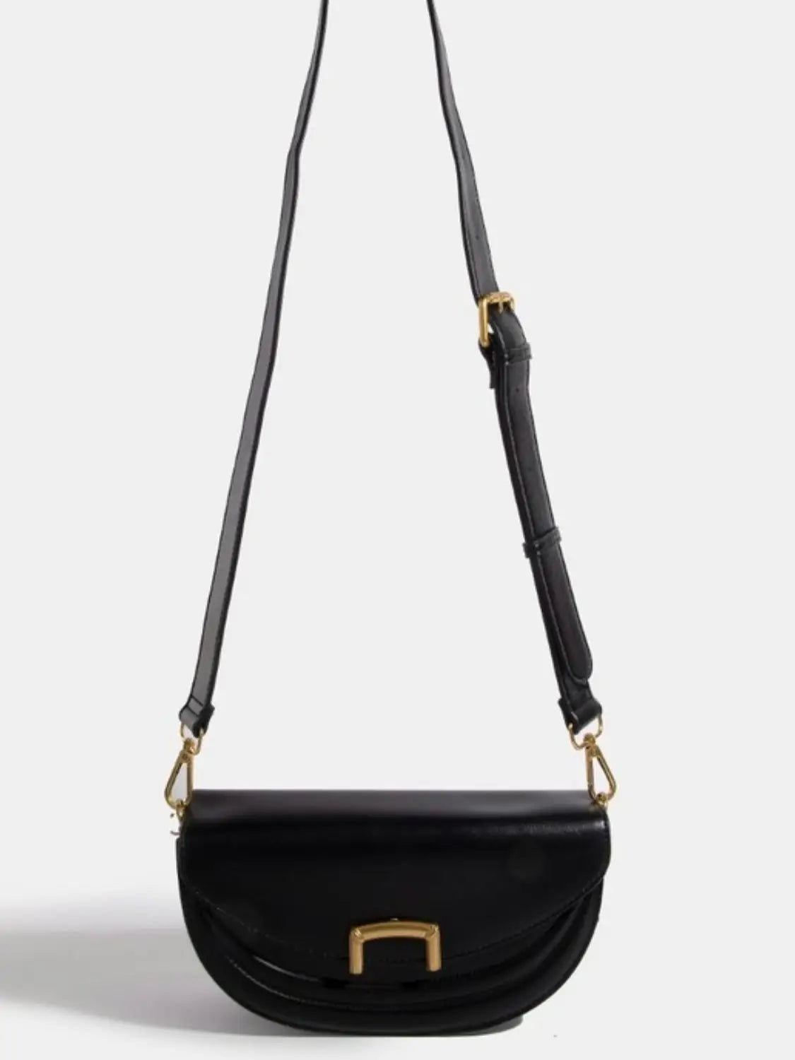 Black Crescent Faux Leather Crossbody Bag - Crossbody Bags