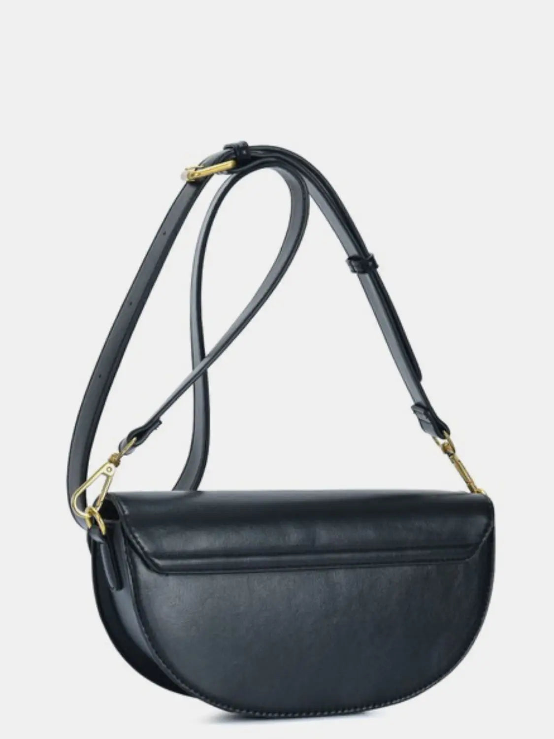 Black Crescent Faux Leather Crossbody Bag - Crossbody Bags