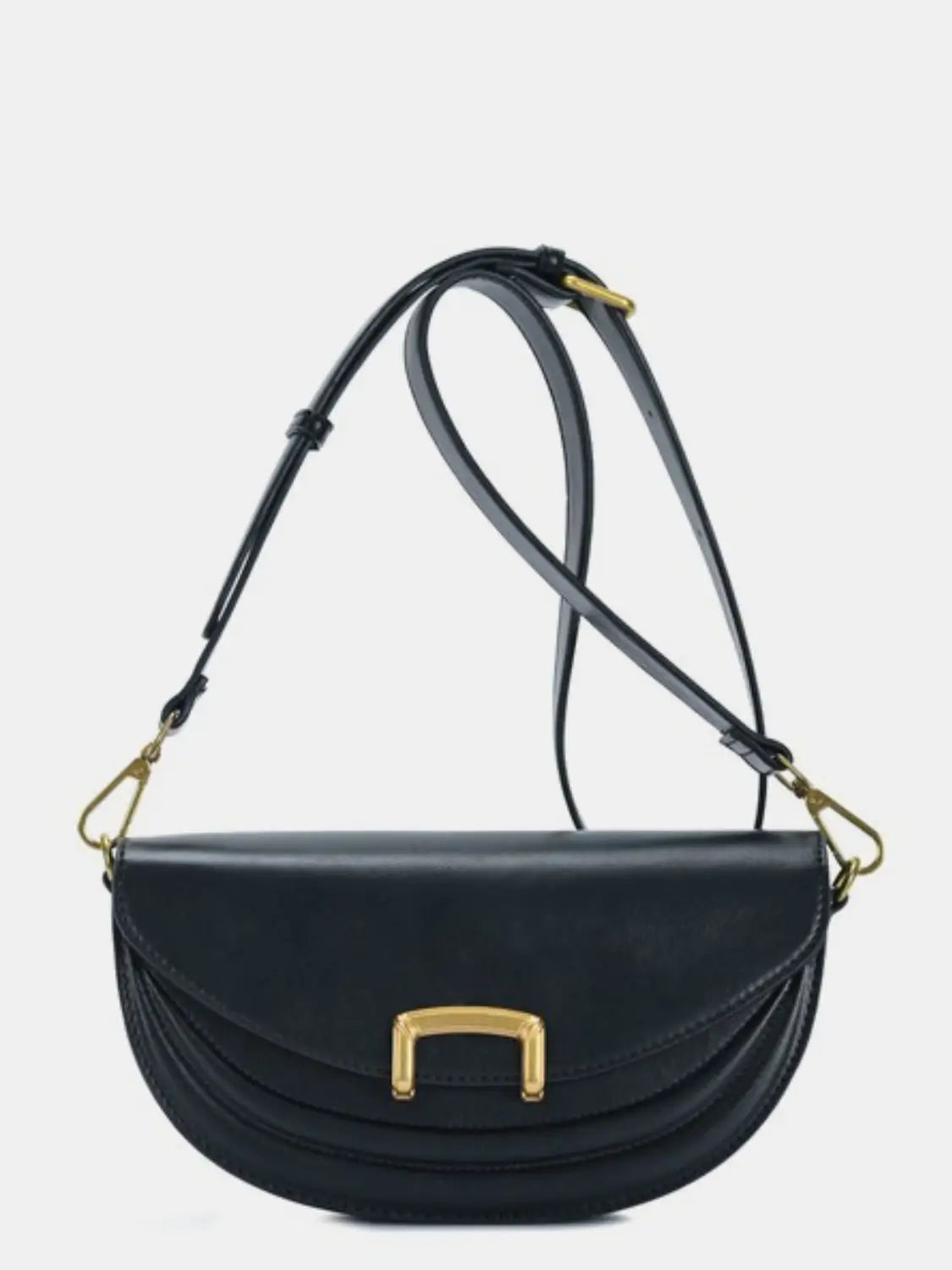 Black Crescent Faux Leather Crossbody Bag - Crossbody Bags
