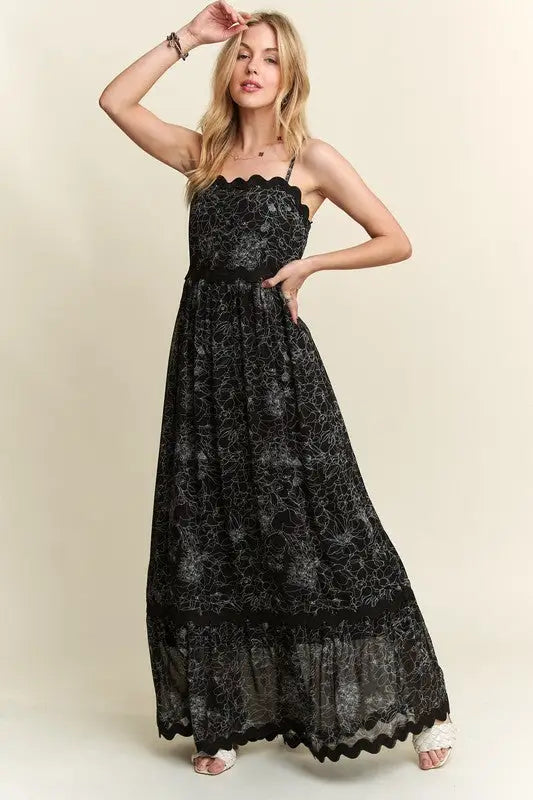 Floral Adjustable Strap Maxi Cami Dress - Eclectage