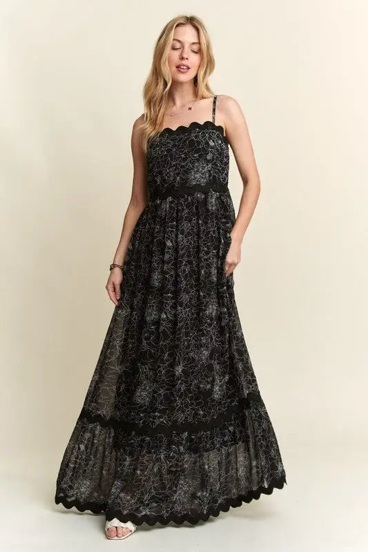 Floral Adjustable Strap Maxi Cami Dress - Eclectage