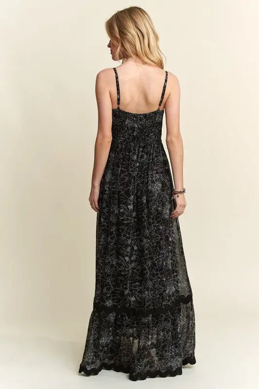 Floral Adjustable Strap Maxi Cami Dress - Eclectage