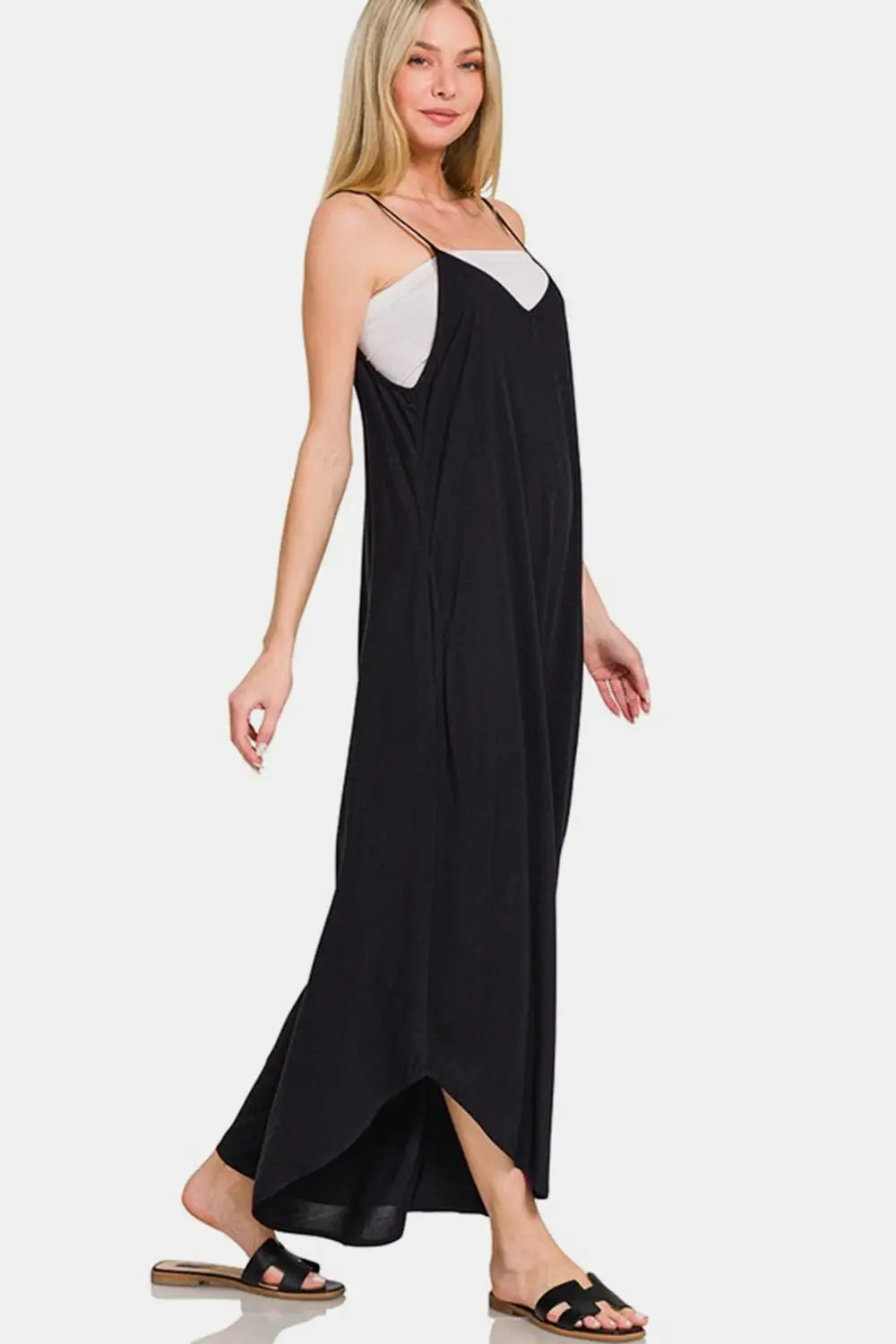 Black Spaghetti Strap Overalls - Overalls