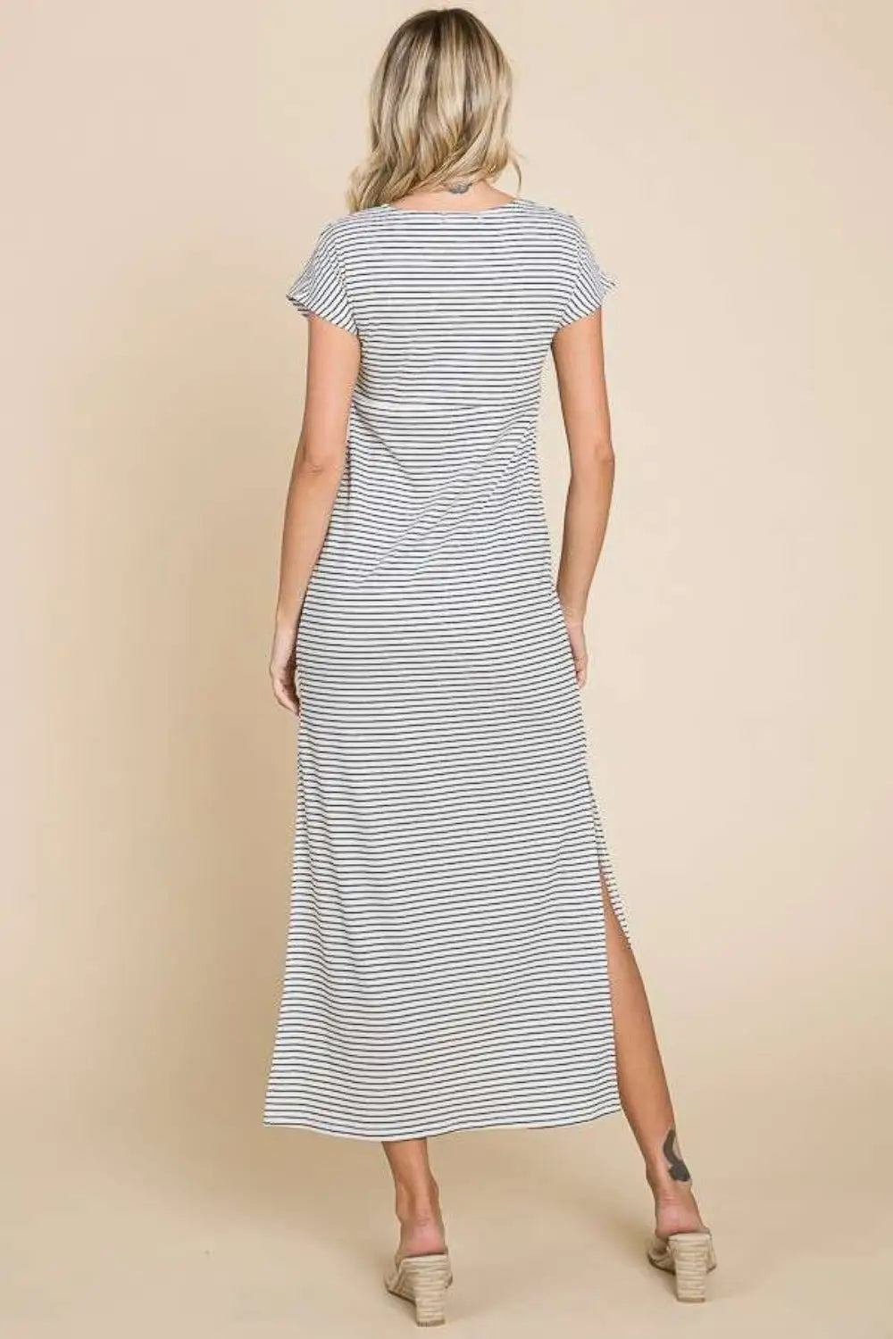 Black Striped Twisted Detail Dress - 