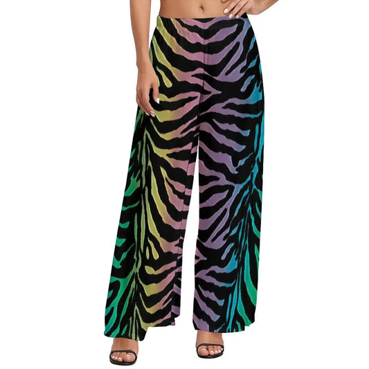 Black White Zebra Pants Female Animal Print High Waisted Casual Print Straight Wide Leg Pants Summer Oversize Beach