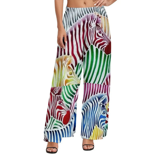 Rainbow Zebra Wide Leg Pants - Eclectage