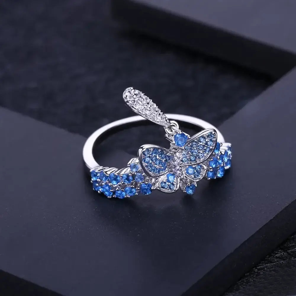 Blue Butterfly Ring 925 Sterling Sliver