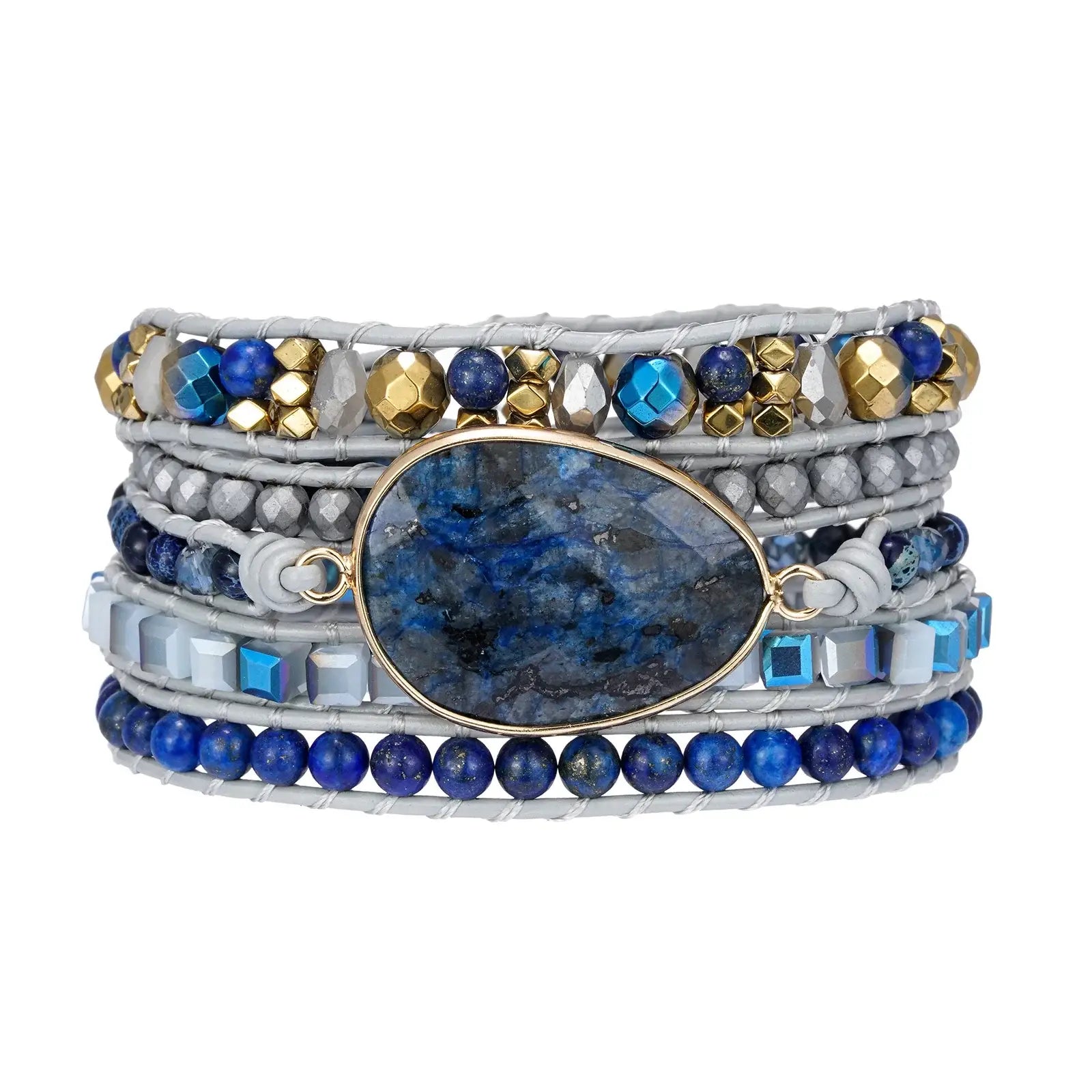 Blue Labradorite Stone Boho Wrap Bracelet United States