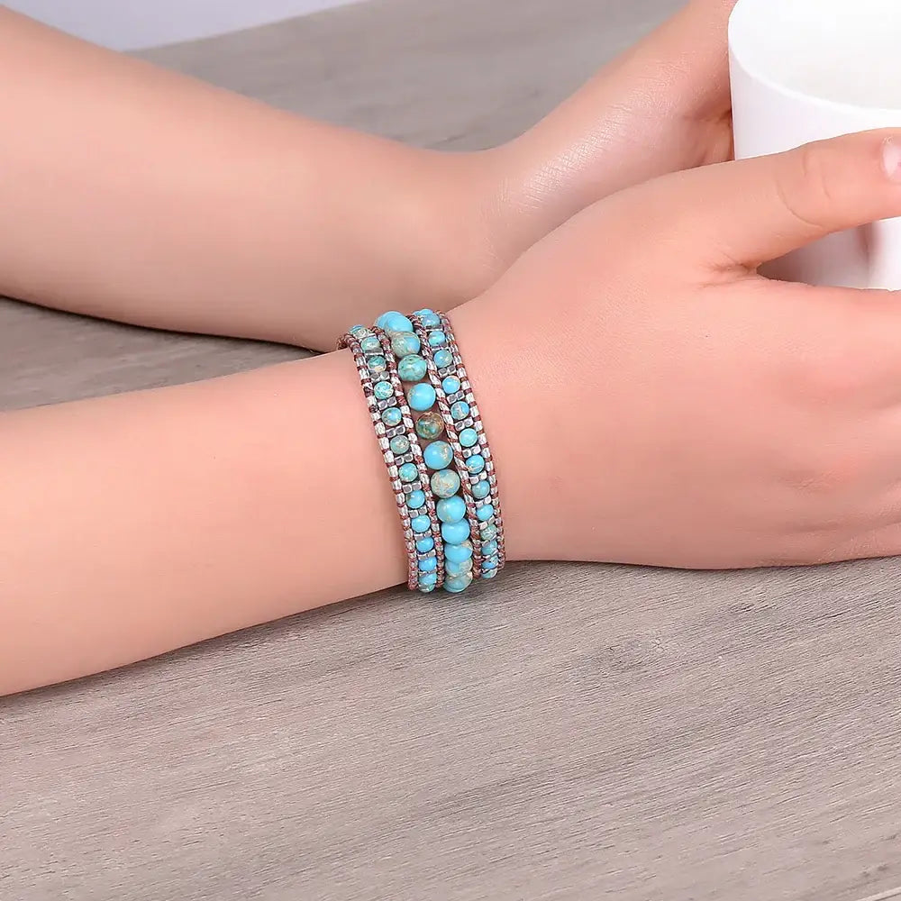 Blue Turquoise Mix Wrap Bracelet United States