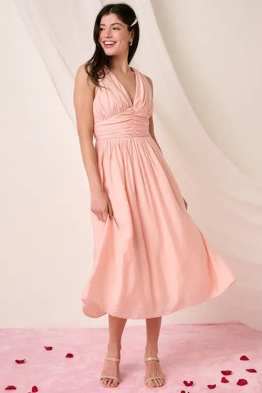 Blush Sleeveless Midi Dress - Midi Dresses