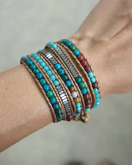Boho Wrap Bracelet on Brown Cord United States Bracelets