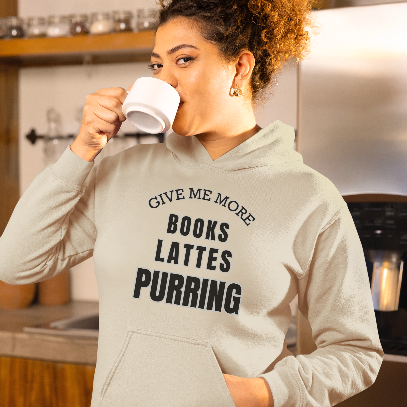 Books Lattes Purring Unisex Hoodie