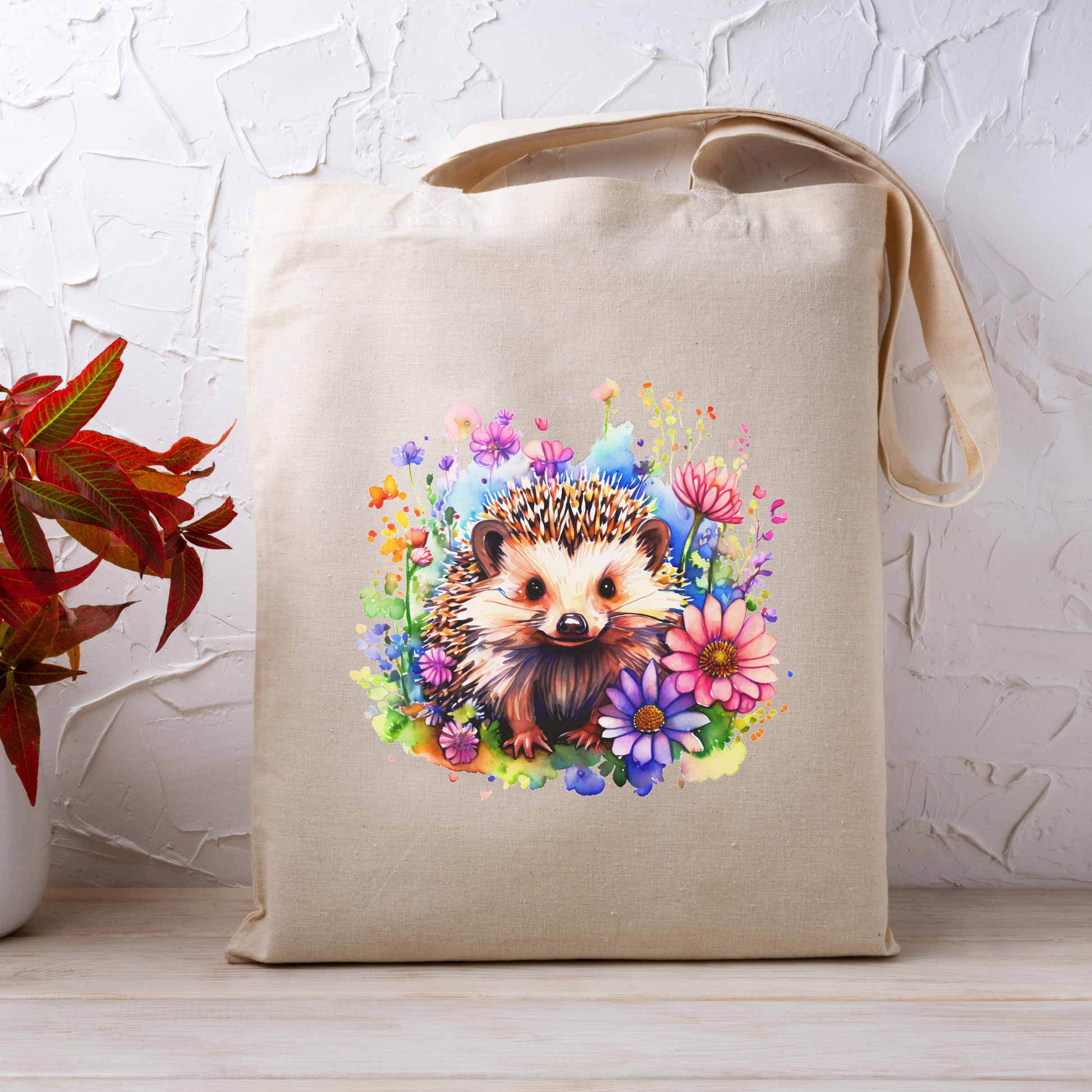 Bright Floral Hedgehog Tote Bag 2 Styles