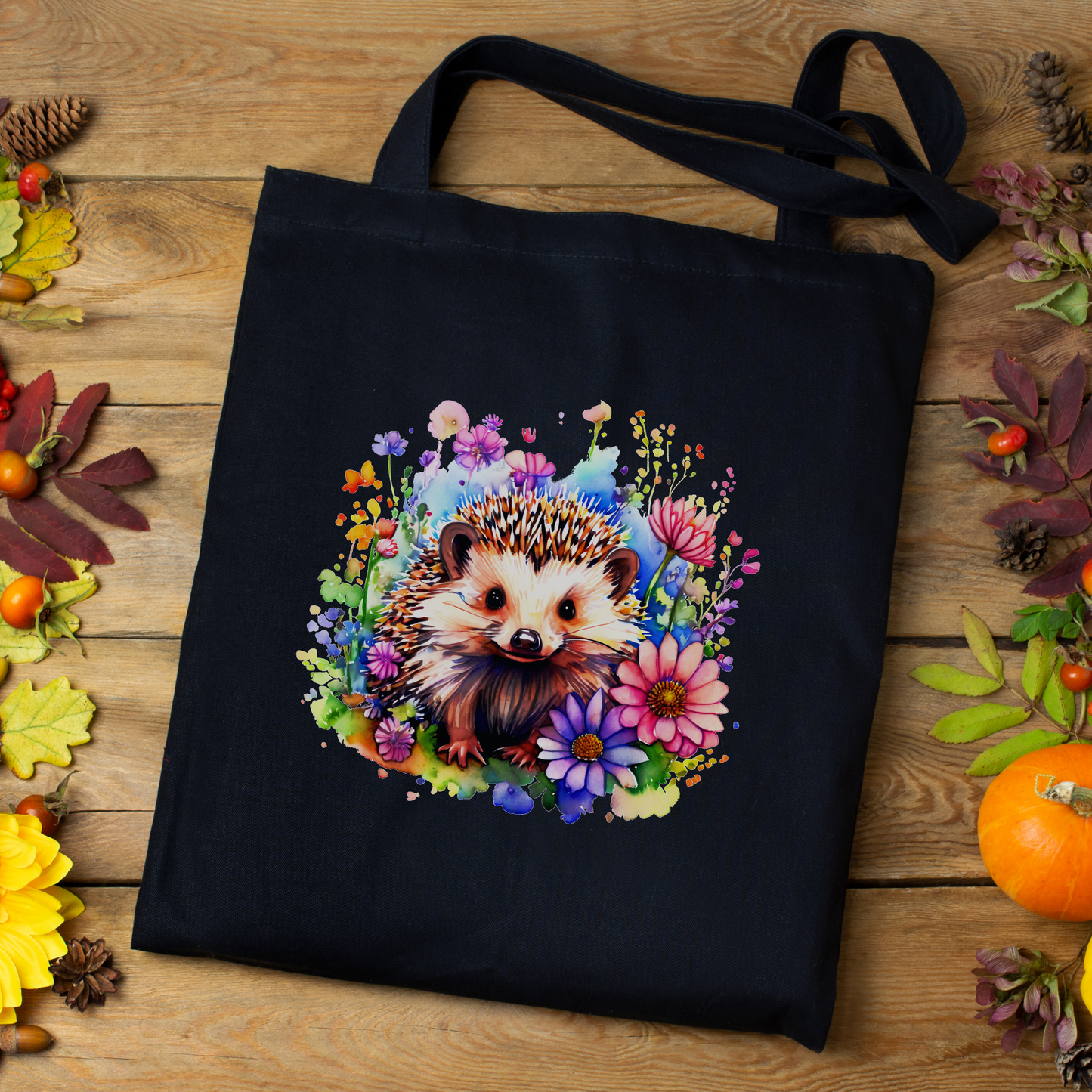 Bright Floral Hedgehog Tote Bag 2 Styles