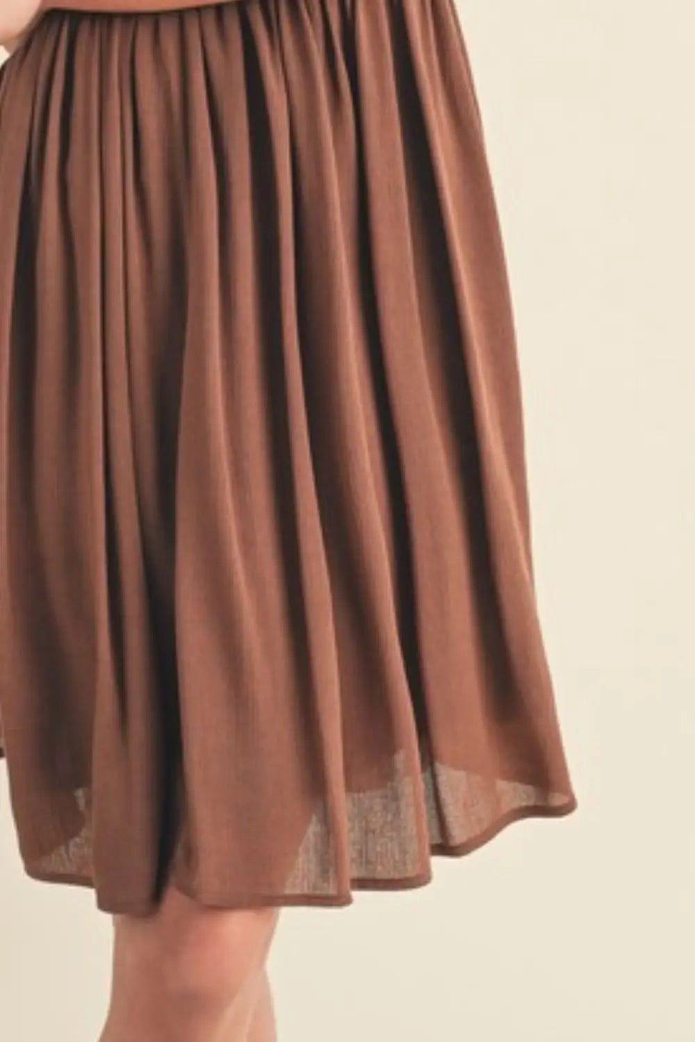 Brown Ruched Plunge Mini Cami Dress - Mini Dresses