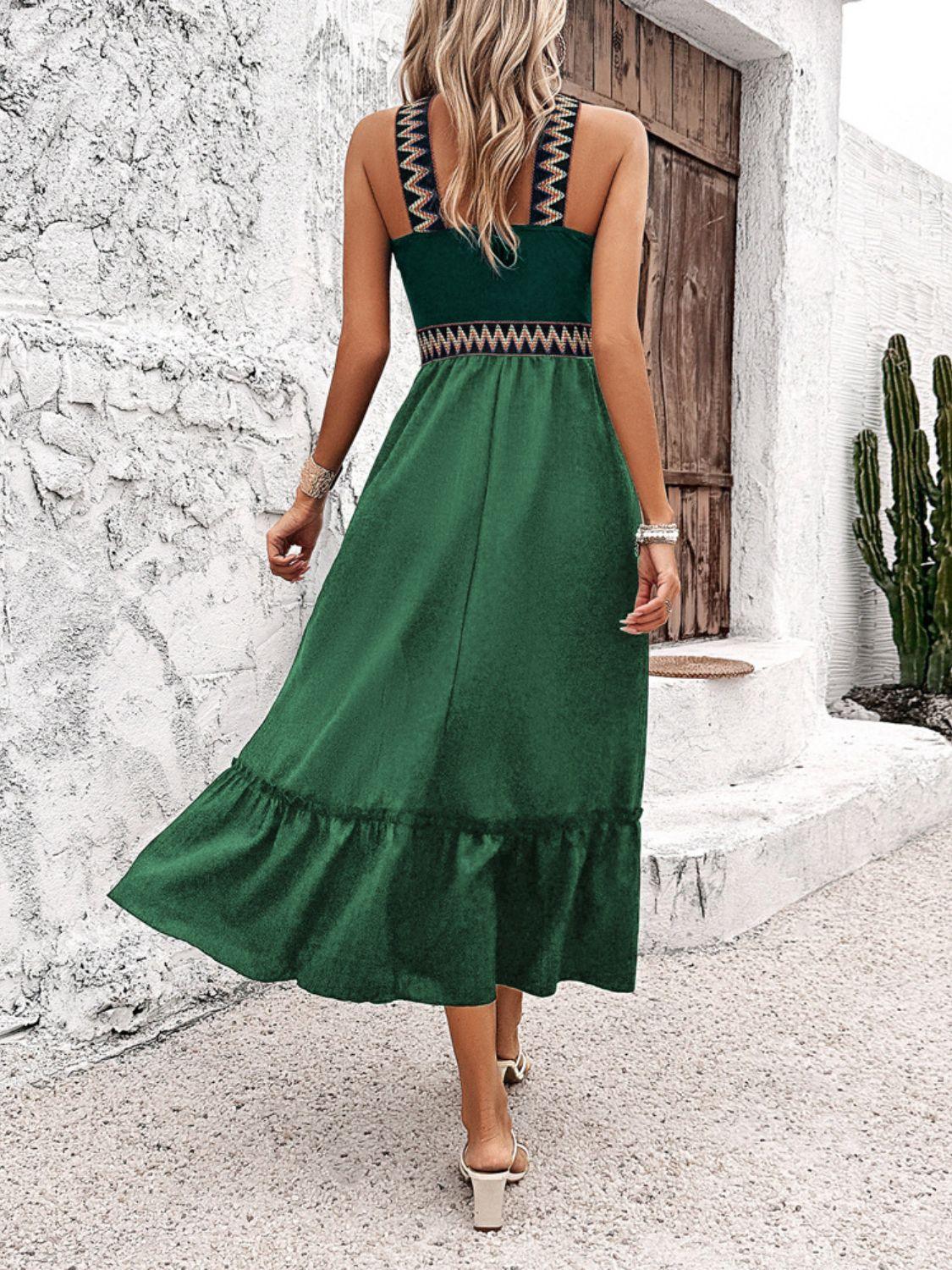 Ruffled Sleeveless Midi Dress - Eclectage