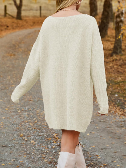 Dropped Shoulder Sweater Dress