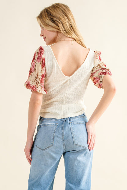 Floral Print Knit Top - Eclectage