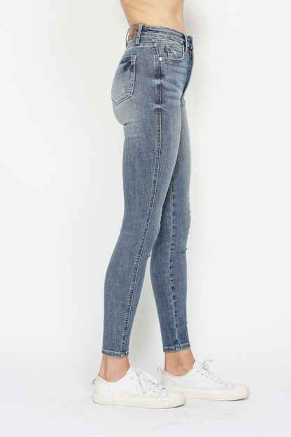 Tummy Control Contrast Wash Skinny Jeans - Eclectage