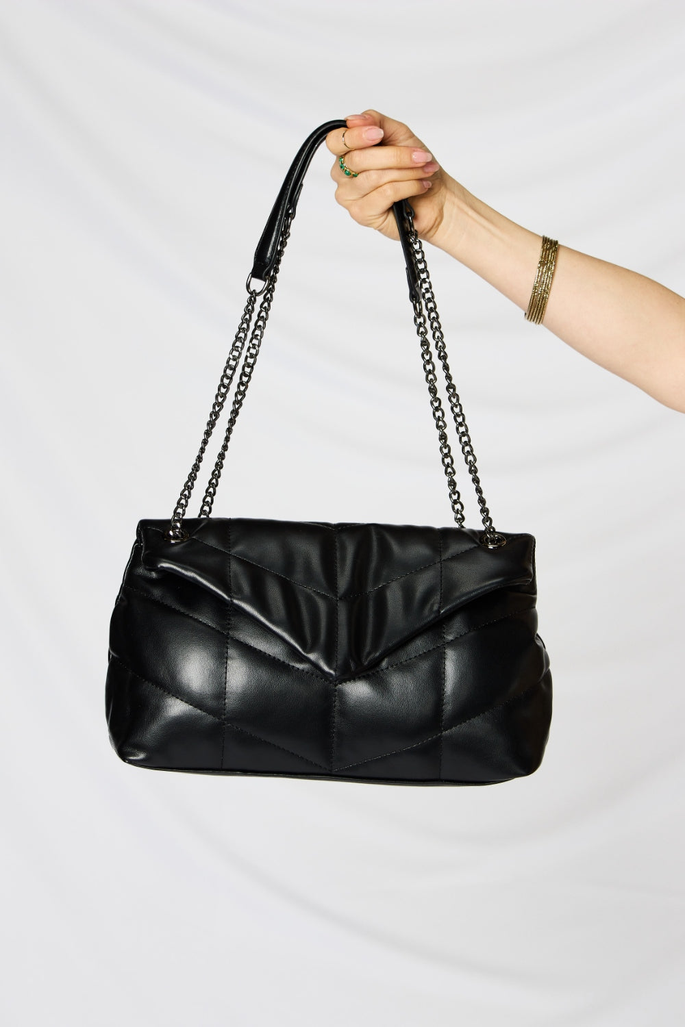 Faux Leather Chain Handbag - Eclectage