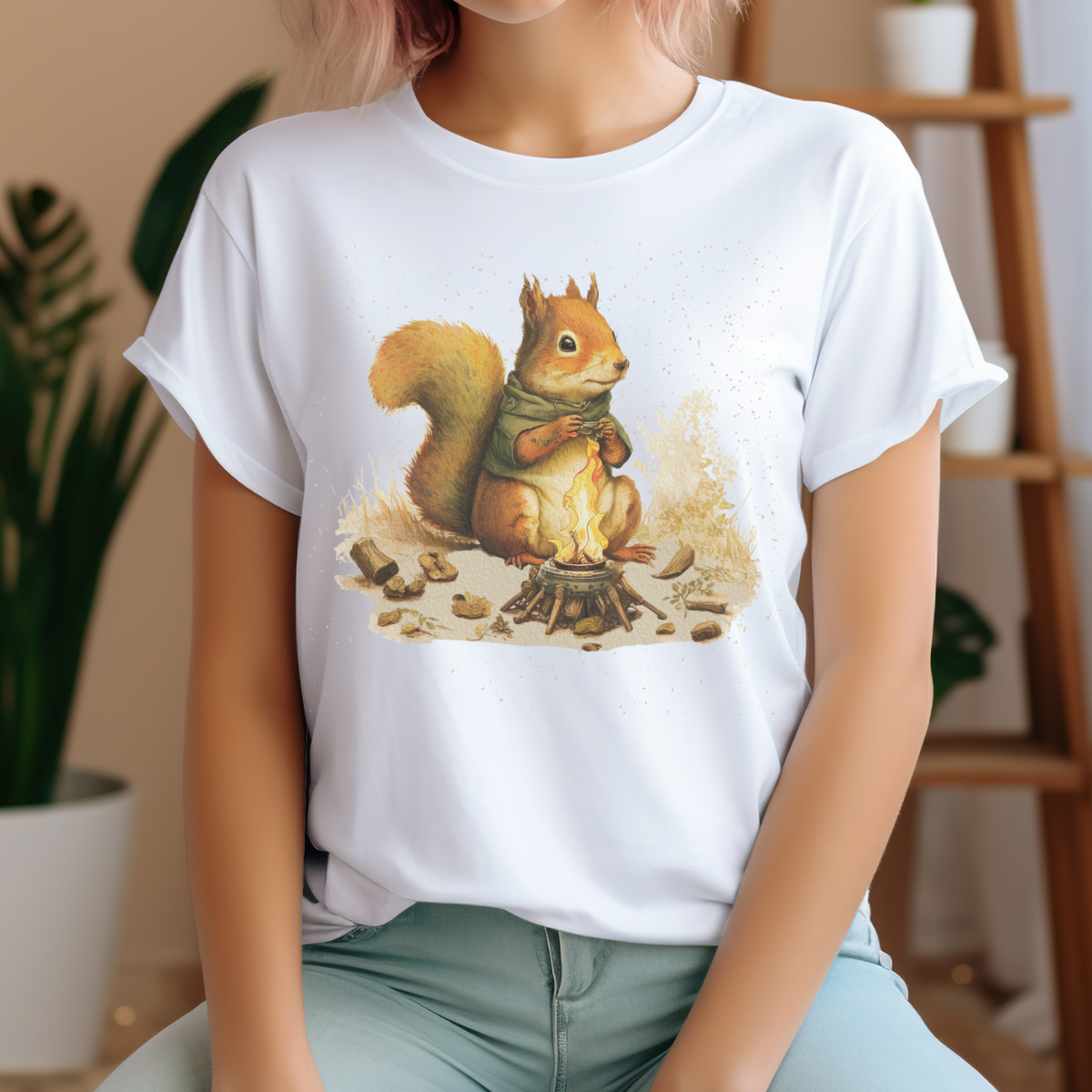 Campfire Camping Squirrel T-Shirt