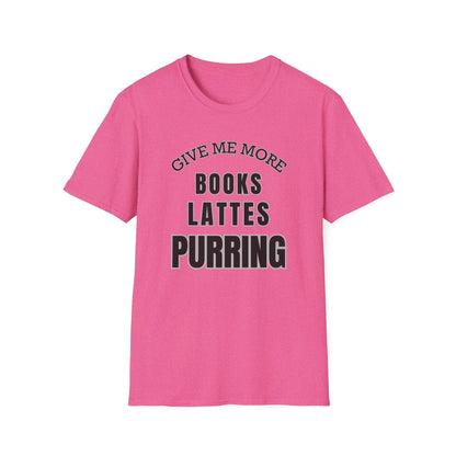 Cats and Books T-Shirt for Kitty Lovers Readers and Latte Coffee Addicts - Cozy Homebody Introvert Bookish Gift