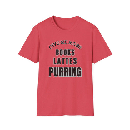 Cats and Books T-Shirt for Kitty Lovers Readers and Latte Coffee Addicts - Cozy Homebody Introvert Bookish Gift