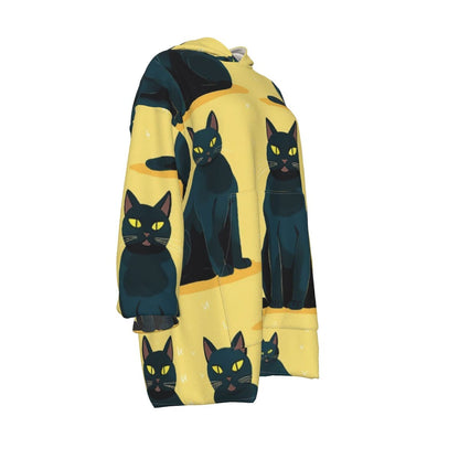 Cats Yellow Sherpa Fleece Hoodie