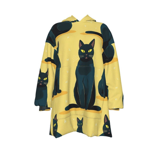 Cats Yellow Sherpa Fleece Hoodie