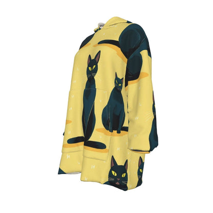 Cats Yellow Sherpa Fleece Hoodie