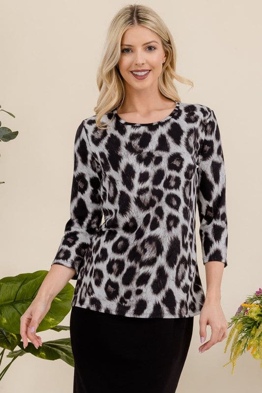 Leopard Three-Quarter Sleeve T-Shirt - Eclectage