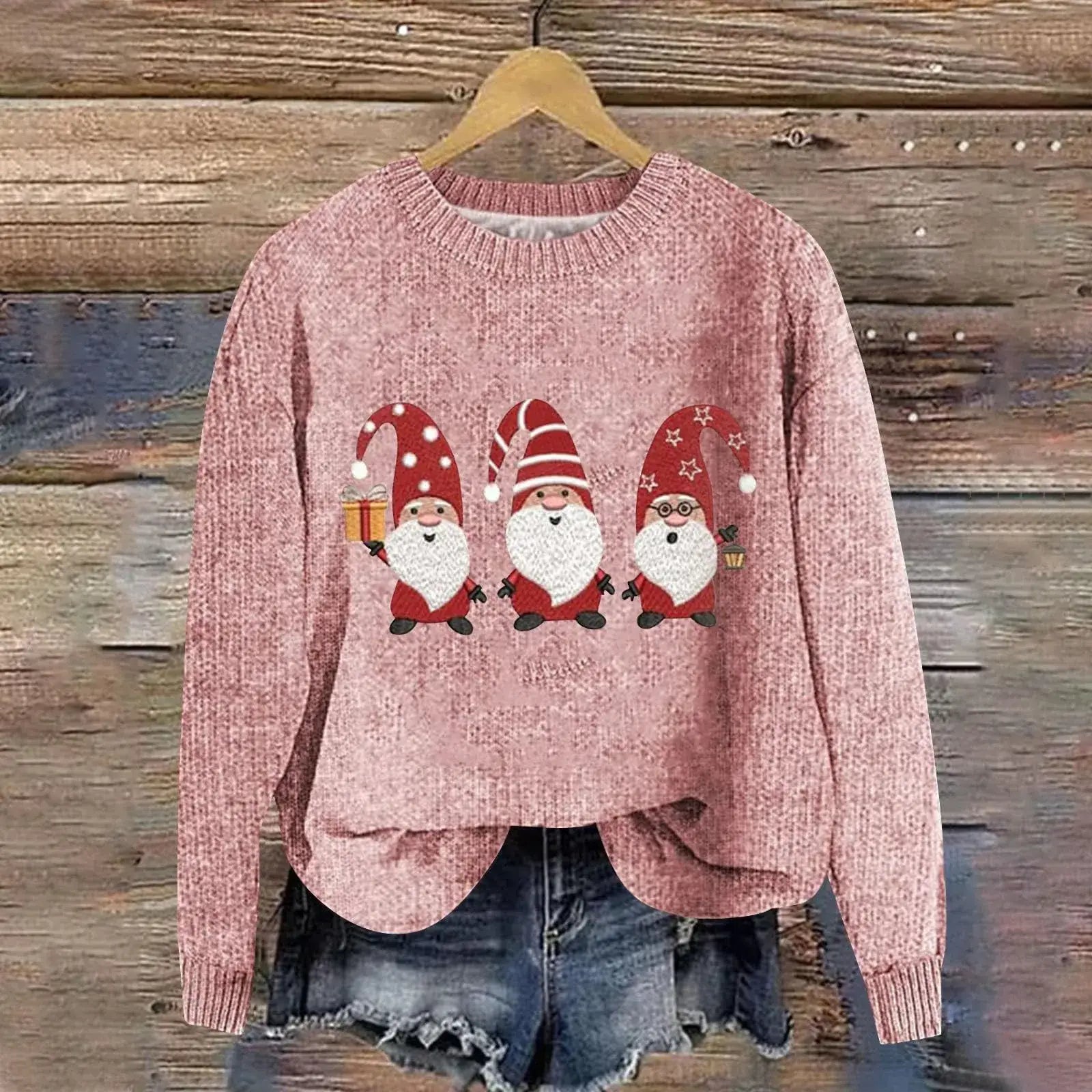 Christmas Gnome Pullover Sweater Pink / M Sweaters
