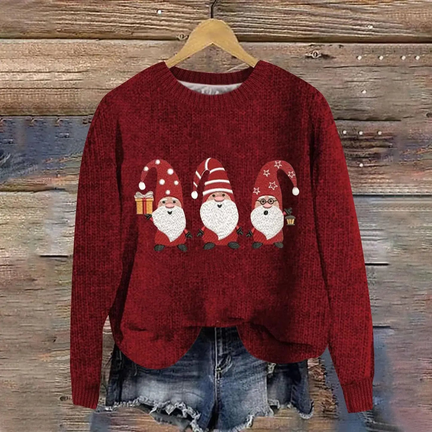 Christmas Gnome Pullover Sweater Wine / M Sweaters