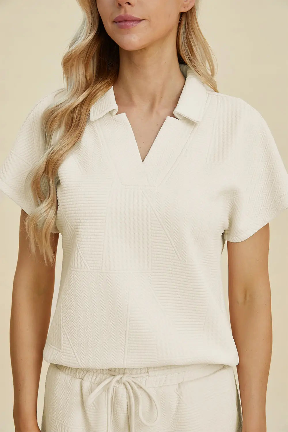 Double Take Full Size Collared Neck Short Sleeve Top and Pants Set - Eclectage