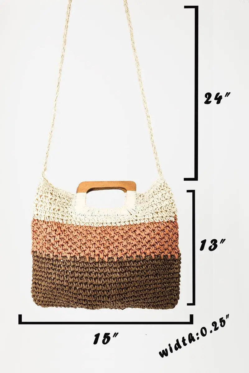Color Block Braided Tote Bag - Tote Bags