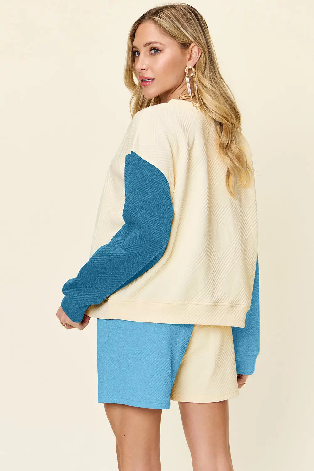 Contrast Drop Shoulder Top and Shorts Set - Eclectage