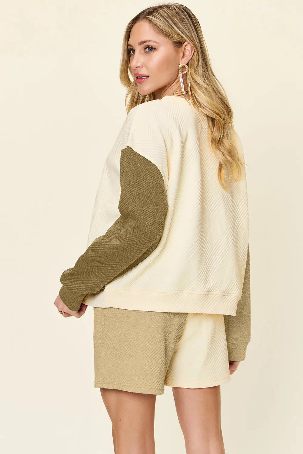 Contrast Drop Shoulder Top and Shorts Set - Eclectage