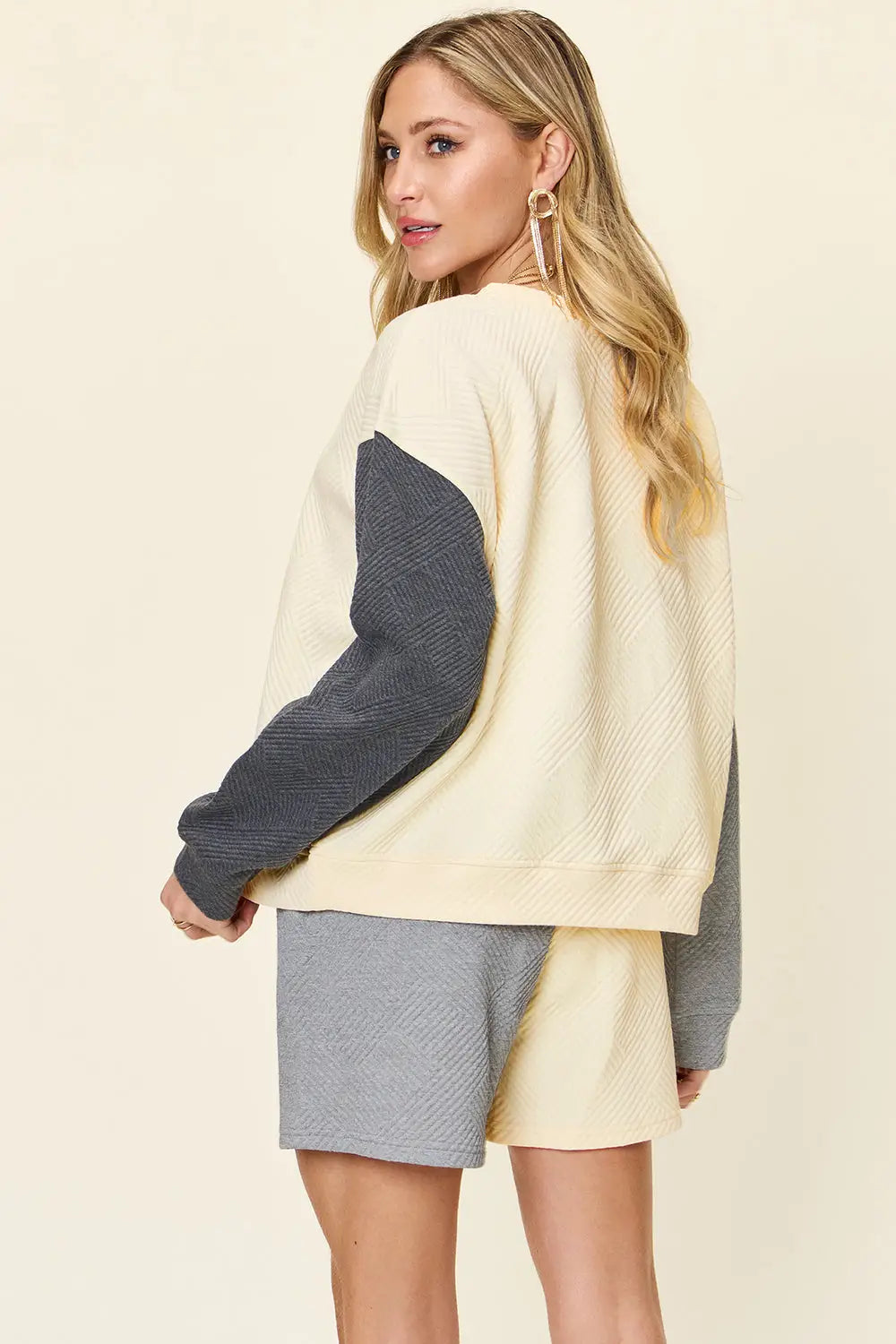 Contrast Drop Shoulder Top and Shorts Set - Eclectage