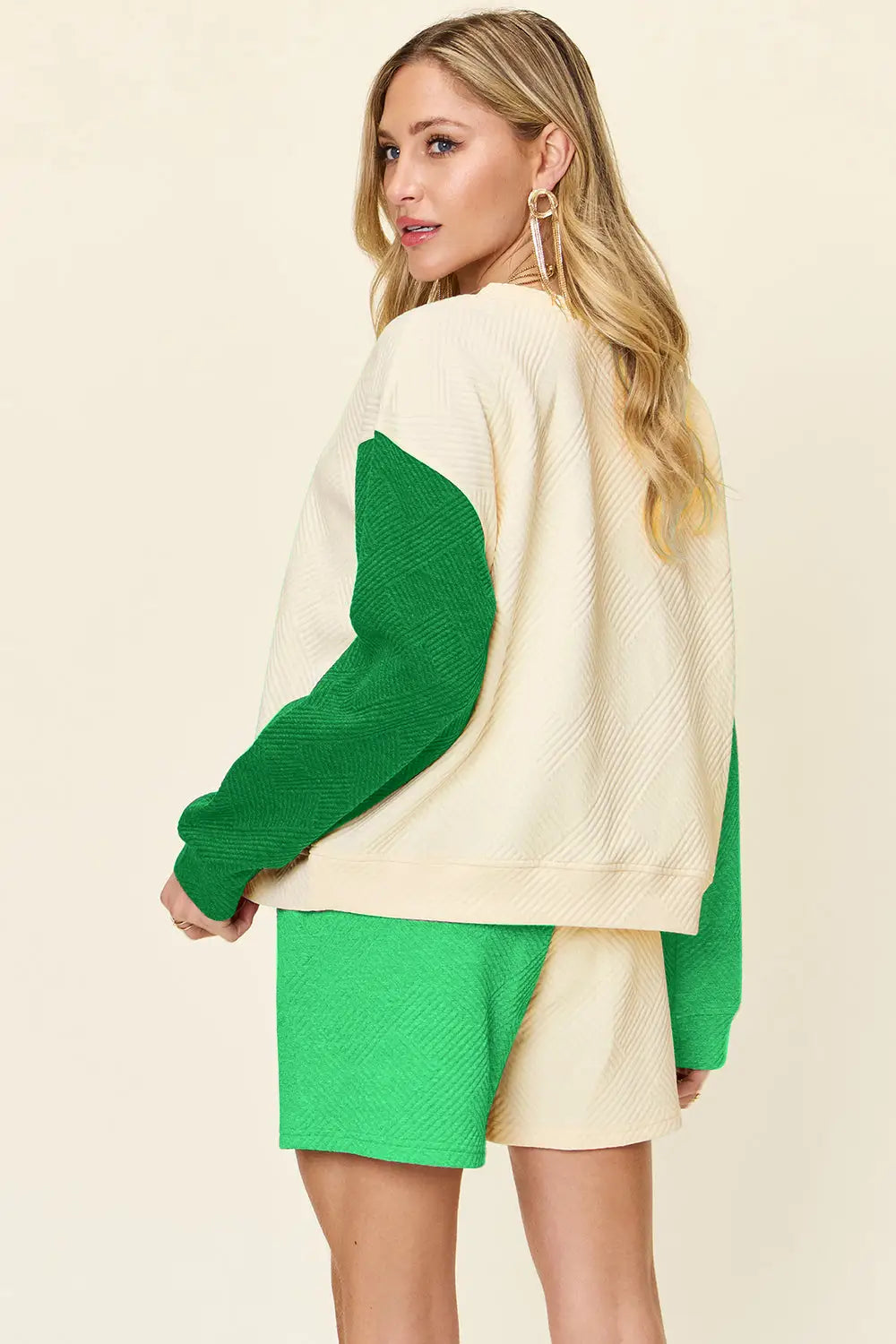 Contrast Drop Shoulder Top and Shorts Set - Eclectage