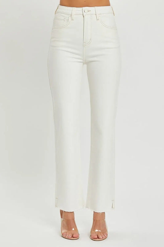 Cream High Rise Tummy Control Jeans - Jeans