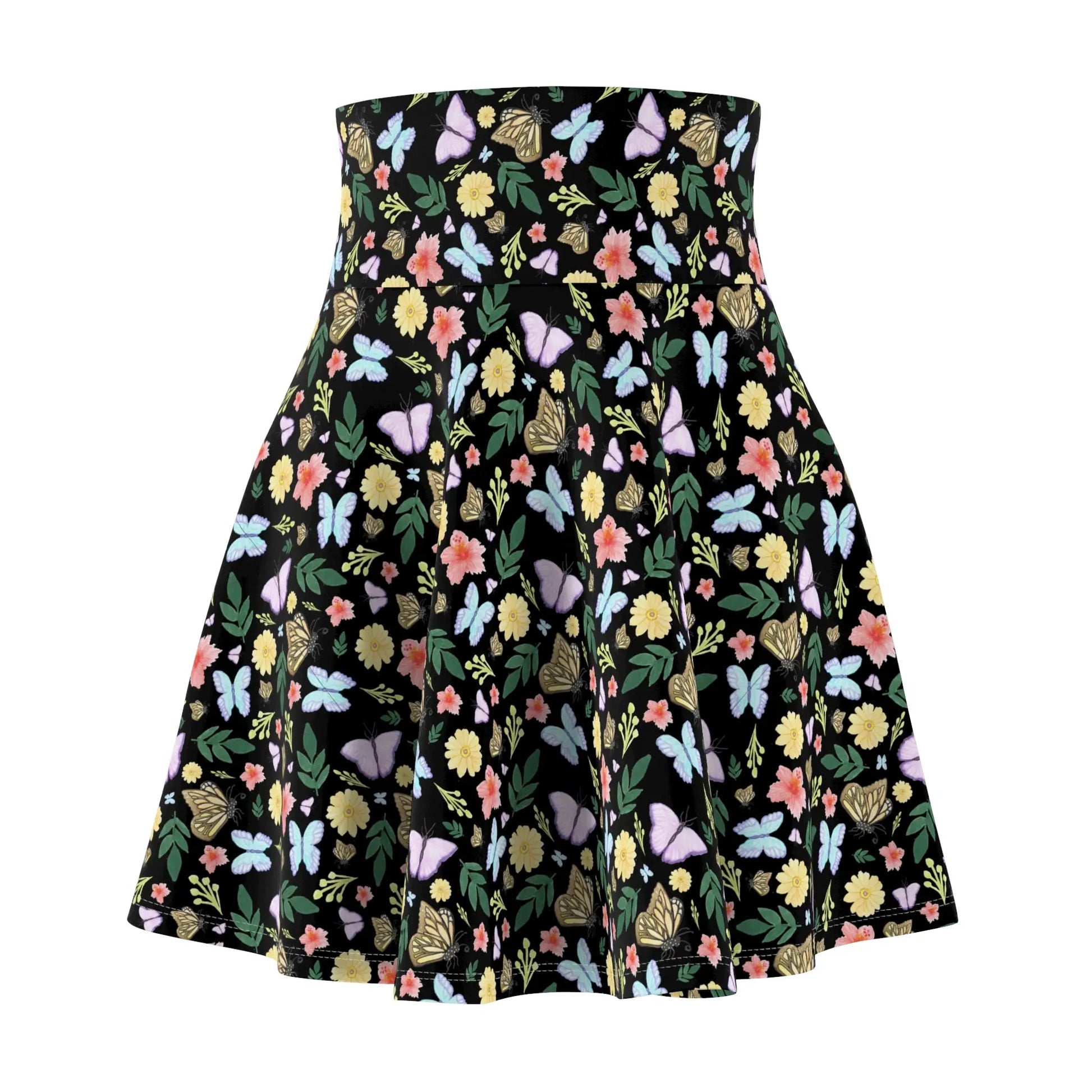 Butterflies Floral Skater Skirt - Eclectage