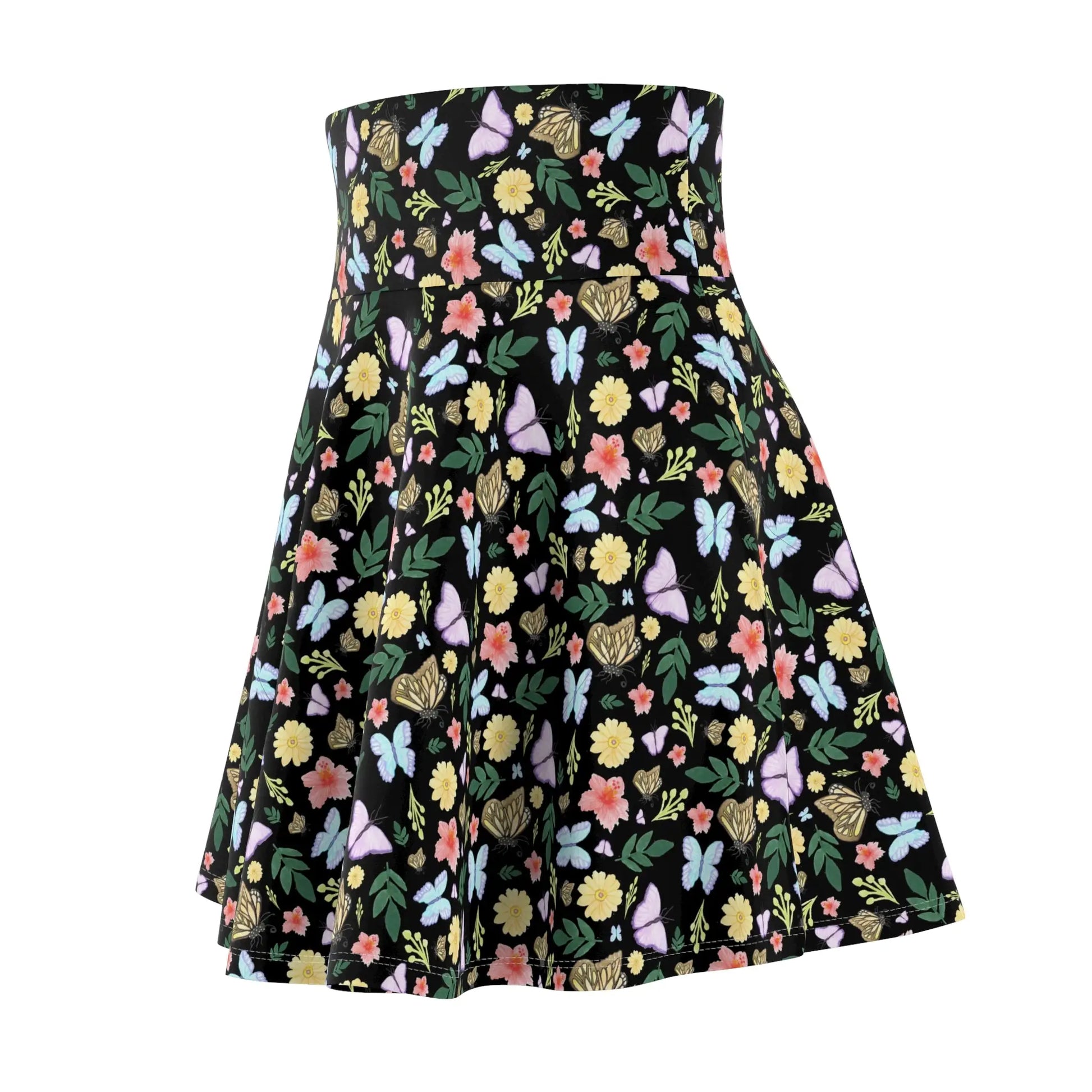 Butterflies Floral Skater Skirt - Eclectage