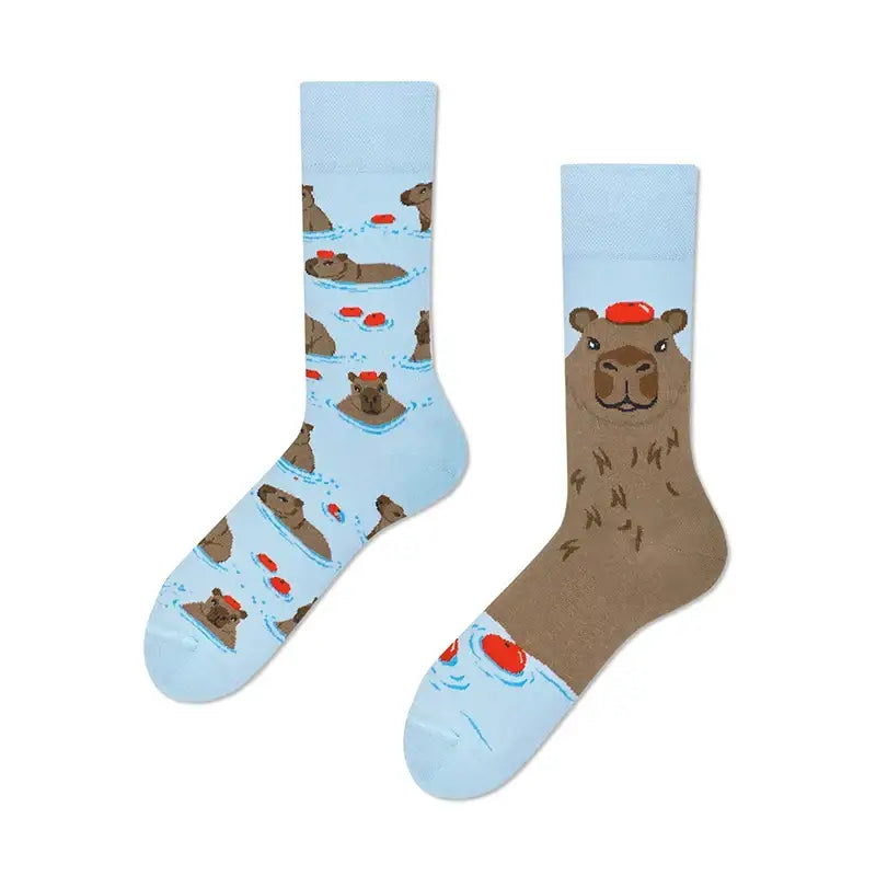 Cute Capybara Cotton Crew Socks